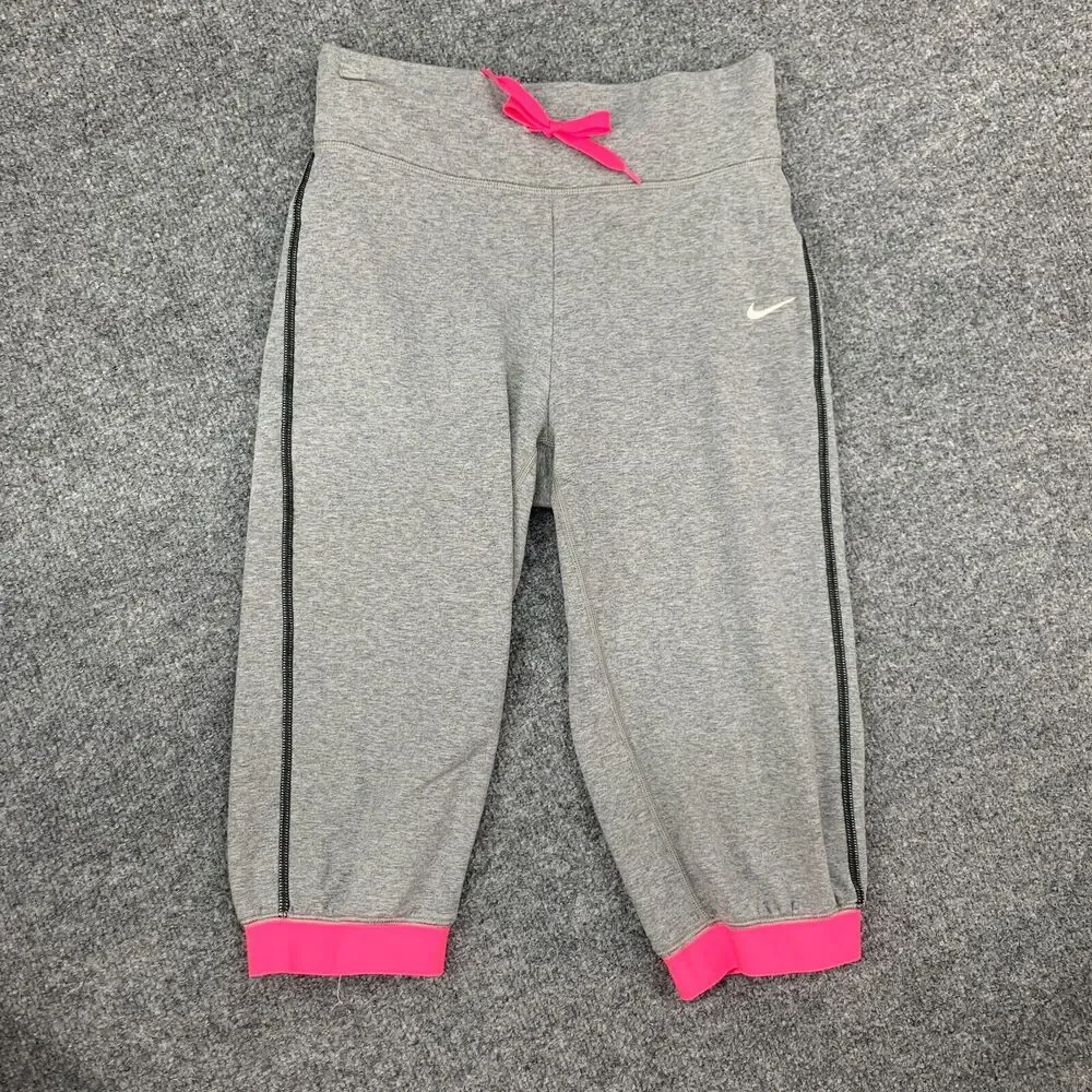 Nike Capri Sweatpants Girls L Large Gray Dri Fit Victory Cotton Nylon Blend Pant